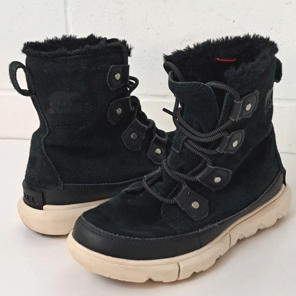 Sorel Explorer II Joan suede faux fur lined waterproof sneaker boots sz6-6.5